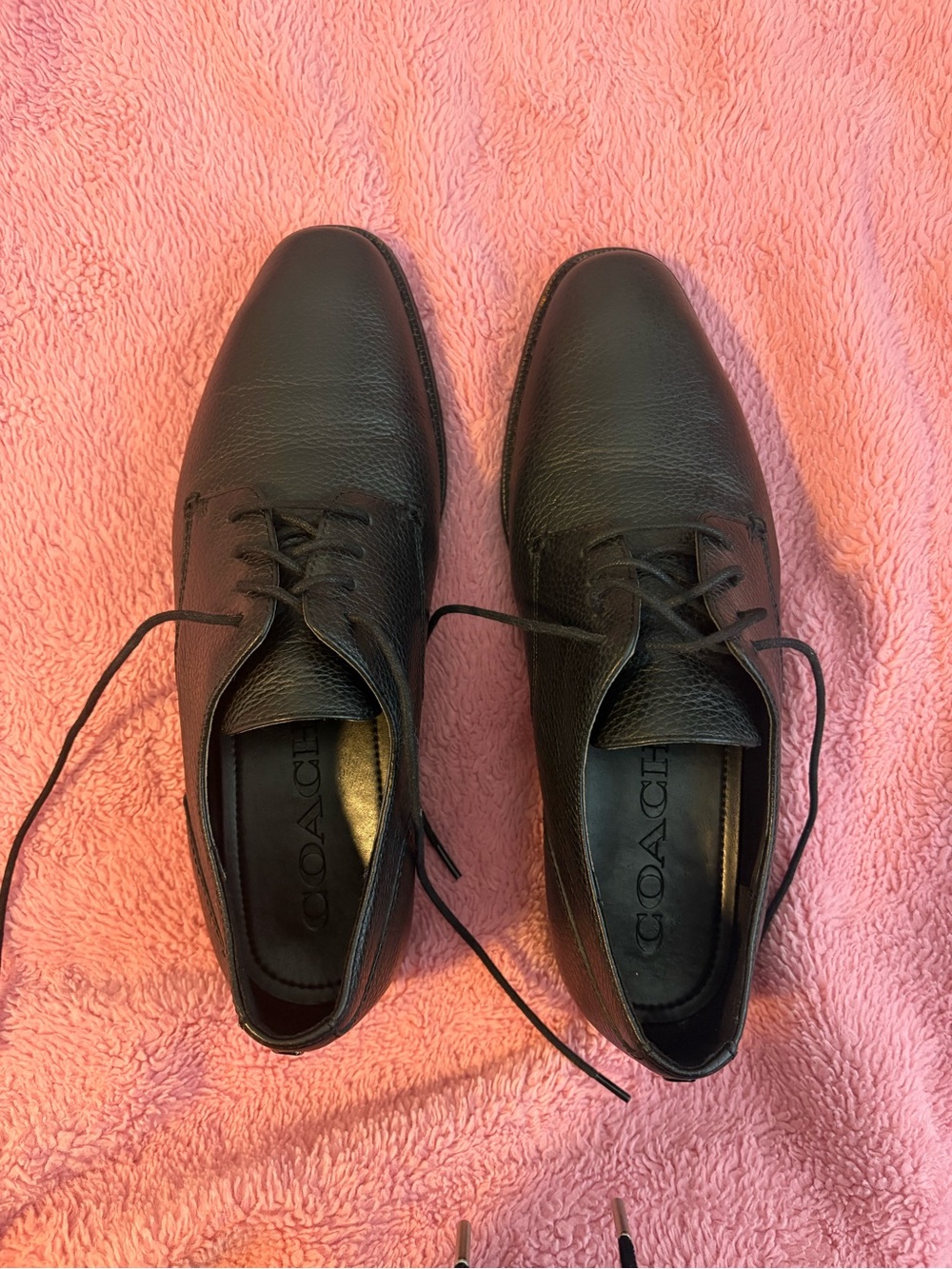 Coach Black Leather Derby Lace-Up Shoes